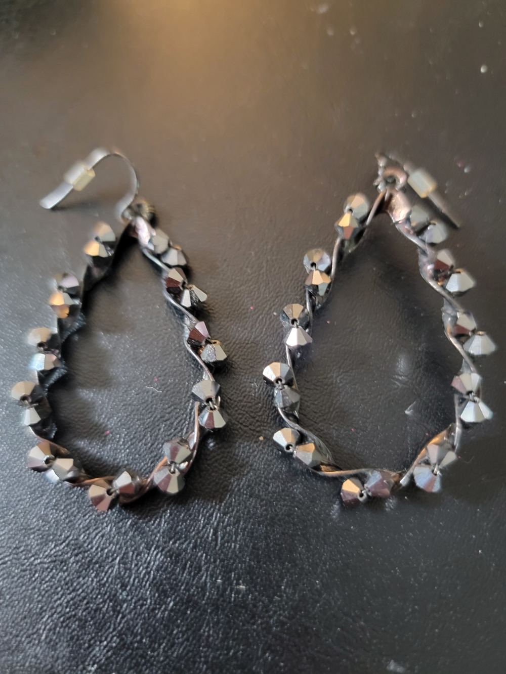 Chico's Hematite Faceted Bead Teardrop Earrings